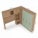 Ver imagem 3 de Guarda Roupa Casal Modulado de Canto 6 Portas com Cabeceira Milan Yescasa Capuccino/Verde Menta