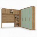 Ver imagem 2 de Guarda Roupa Casal Modulado de Canto 6 Portas com Cabeceira Milan Yescasa Capuccino/Verde Menta