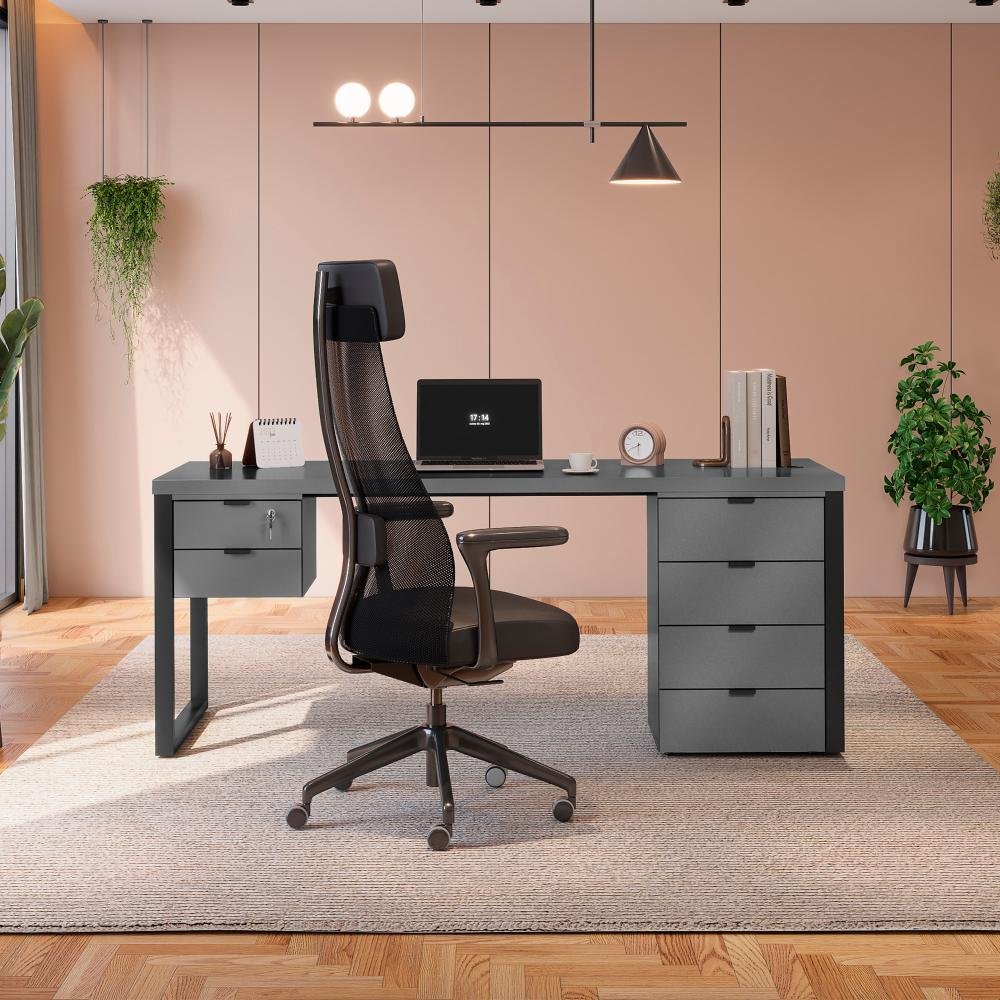 Gaveteiro de Mesa Kappesberg 2 Gavetas com Chave Office Platinum 36cm
