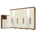 Ver imagem 4 de Guarda Roupa Casal 8 Portas 4 Gavetas Master New com Espelho e Pés e Cômoda Marabá Jatobá Areia Acet