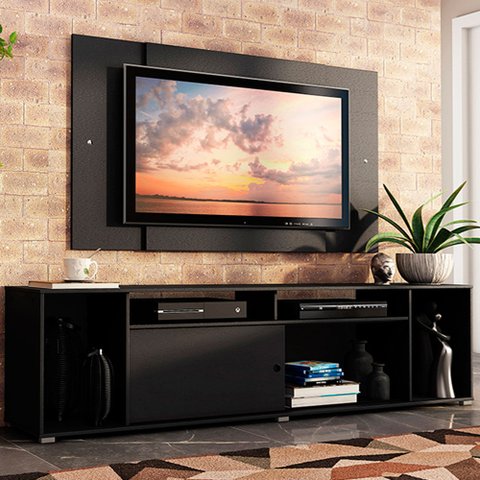 Rack Madesa Cancun e Painel para TV até 58 Polegadas Preto Cor:Preto