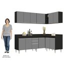 Ver imagem 4 de Armário de Cozinha Modulado de Canto 6 Peças Cp29 Balcão com Tampo Preto/cinza - Lumil