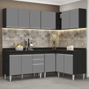 Ver imagem 2 de Armário de Cozinha Modulado de Canto 6 Peças Cp29 Balcão com Tampo Preto/cinza - Lumil