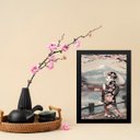 Ver imagem 2 de Quadro Arte Oriental - Gata com Kimono 24x18cm:moldura Preta