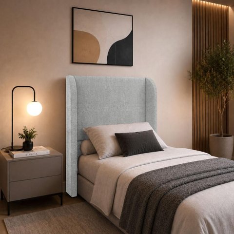 Cabeceira Solteiro Estofada Ideal para Cama Box 100cm Linho - Cinza