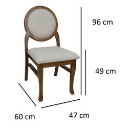 Kit 6 Cadeiras Medalhão Contemporânea Verniz Imbuia e Linho Bege Claro Soberati Cadeira Medalhão Con - 6