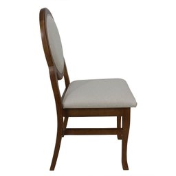 Kit 6 Cadeiras Medalhão Contemporânea Verniz Imbuia e Linho Bege Claro Soberati Cadeira Medalhão Con - 5