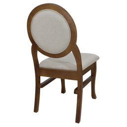 Kit 6 Cadeiras Medalhão Contemporânea Verniz Imbuia e Linho Bege Claro Soberati Cadeira Medalhão Con - 3