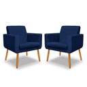 Ver imagem 2 de Kit 2 Poltrona Anita +puff Redondo Pés Palito Decorativo-me Ecommerce:azul Marinho