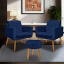Ver imagem 1 de Kit 2 Poltrona Anita +puff Redondo Pés Palito Decorativo-me Ecommerce:azul Marinho