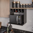 Ver imagem 2 de Suporte para Microondas com Nicho Adega para Cozinha Emma 60cm Preto M12 - D'Rossi