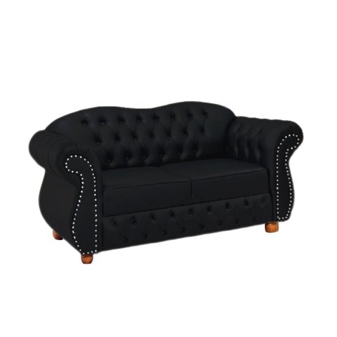 Sofá Chesterfield Merlo 2 Lugares 2,30 - Veludo Preto / Decoração, recepção, sala tv estar