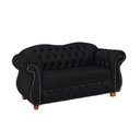 Ver imagem 1 de Sofá Chesterfield Merlo 2 Lugares 2,30 - Veludo Preto / Decoração, recepção, sala tv estar