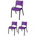 Ver imagem 1 de Cadeira Iso Base Preto Igreja, Escola, Escritório - Violeta Kit 3 Peças