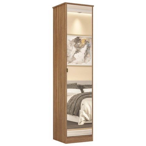 Armário Multiuso 1 Porta com Espelho Reflex II Amêndola Touch 21170 Demóbile