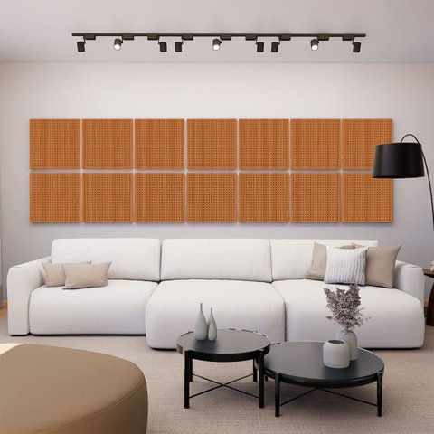 Painel Acústico Absorvedor Decorativo 60x60 Skal 8 Maestra Acústica:freijó