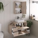 Ver imagem 2 de Conjunto Gabinete Banheiro Nivus 80cm (armário + Cuba + Espelheira) Madeirado Inteiro