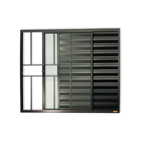 Veneziana Alumínio Confort 3F.c/Grade 100 x 100 V.Liso Preto Brimak