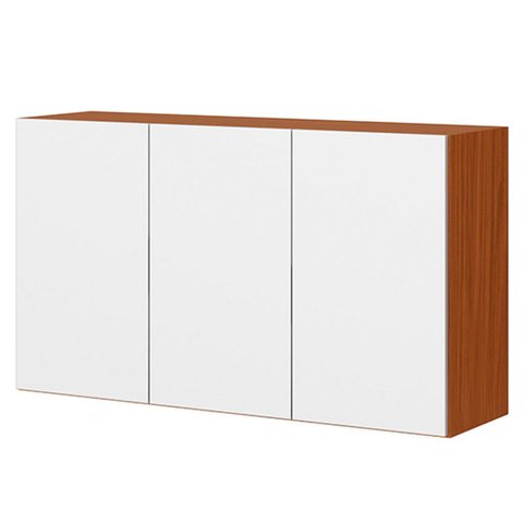 Armário Aéreo 100% Mdf 3 Portas 120 Cm Claire Cinamomo/branco