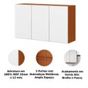 Ver imagem 3 de Armário Aéreo 100% Mdf 3 Portas 120 Cm Claire Cinamomo/branco