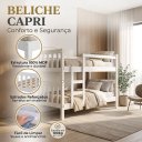 Ver imagem 6 de Beliche Solteiro Capri 100% MDF Cor Branco Vira Duas Cama com Grade e Escada Design Moderno