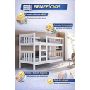 Ver imagem 3 de Beliche Solteiro Capri 100% MDF Cor Branco Vira Duas Cama com Grade e Escada Design Moderno