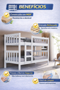 Ver imagem 3 de Beliche Solteiro Capri 100% MDF Cor Branco Vira Duas Cama com Grade e Escada Design Moderno