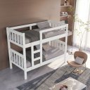 Ver imagem 3 de Beliche Solteiro Capri 100% MDF Cor Branco Vira Duas Cama com Grade e Escada Design Moderno