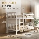 Ver imagem 7 de Beliche Solteiro Capri 100% MDF Cor Branco Vira Duas Cama com Grade e Escada Design Moderno
