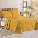 Ver imagem 1 de Kit Cobre Leito Colcha Ideale Queen 3 Peças Matelado Geométrico - Mostarda - 100% Poliéster