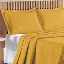 Ver imagem 2 de Kit Cobre Leito Colcha Ideale Queen 3 Peças Matelado Geométrico - Mostarda - 100% Poliéster