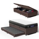 Ver imagem 1 de Cama Box Baú + Colchão Gazin de Espuma D28 Pillow Top Ortoblack + Auxiliar de Espuma Solteiro