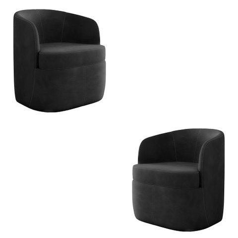 Kit 2 Poltronas Decorativas Design Moderno Bel Sala de Estar Base Giratória Veludo Cinza Escuro G33 