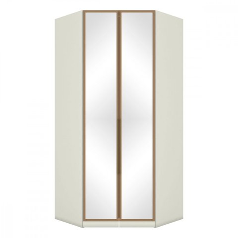 Guarda Roupa Modulado Canto Closet Predileto 2 Portas com Espelho Areia/Jequitibá - Móveis Henn