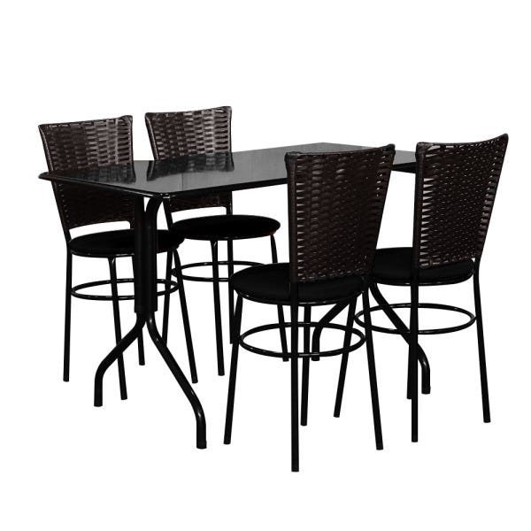 Conjunto Mesa Preta 70x120 com 4 Cadeiras Café:Preto - 2