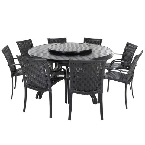 Jogo Ascoli 8 Lugares Mesa Giratória Alumínio Cozinha Edícula