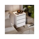 Ver imagem 2 de Mesa de Cabeceira para Quarto Retrô Wood 3 Gavetas Pés Palito em Plástico - Branco
