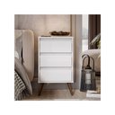 Ver imagem 1 de Mesa de Cabeceira para Quarto Retrô Wood 3 Gavetas Pés Palito em Plástico - Branco
