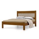 Ver imagem 1 de Cama de Casal Viena com Cabeceira Captonê e Veludo Bege Madeira Castanho