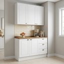 Ver imagem 1 de Cozinha Compacta Modulada 2 Peças 100% MDF com Armário Aéreo e Balcão com Tampo 120cm Branca Emily