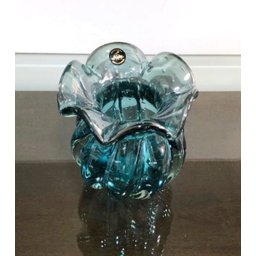 Vaso Cristal Murano Trouxinha Azul Acqua 13 Cm - 2