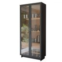 Ver imagem 3 de Cristaleira Afrodite 2 Portas 1 Gaveta Preto Fosco/noce Milano - Panorama Móveis