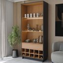 Ver imagem 2 de Cristaleira Afrodite 2 Portas 1 Gaveta Preto Fosco/noce Milano - Panorama Móveis