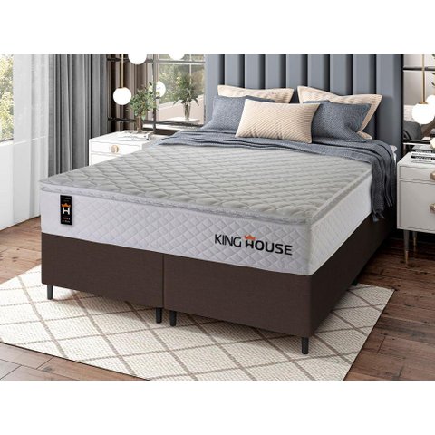 Conjunto Cama Box Queen c/ Molas Ensacadas New Moon Marrom 158x198x66