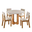 Ver imagem 2 de Conjunto Sala de Jantar 4 Lugares Redondo Tampo de MDF Tilena Bege/Mel/Blonde