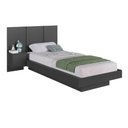 Ver imagem 2 de Cama Solteiro com Cabeceira 122cm e Mesa Cabeceira Suspensa Cor:grafite