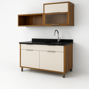 Ver imagem 2 de Conjunto Armários Modular para Lavanderia Balcão 120cm + Aéreos 160cm Armazenamento Mdf Multiuso:off