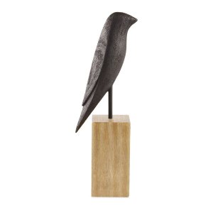 Enfeite Decorativo "Pássaro" em Poliresina Preto 34x7 cm - D'Rossi