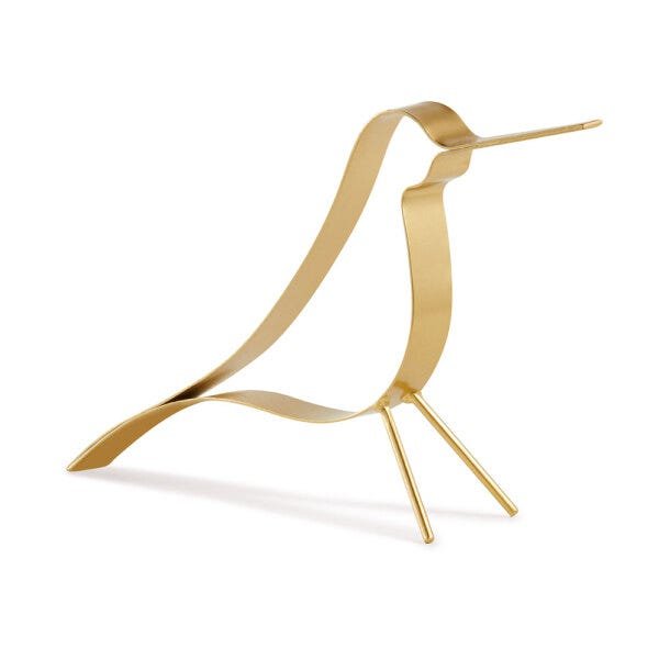 Enfeite Decorativo "Pássaro" em Metal Dourado 19x7 cm - D'Rossi