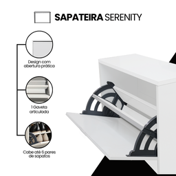 Sapateira com 1 Porta Organizadora para Quarto em Mdf - 8